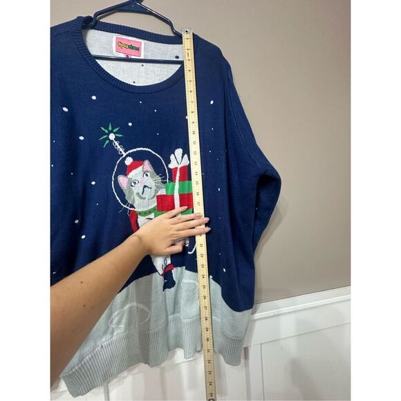 Tipsy Elves Space Astronaut Cat Christmas Holiday Sweater Women's XXL - Picture 8 of 10